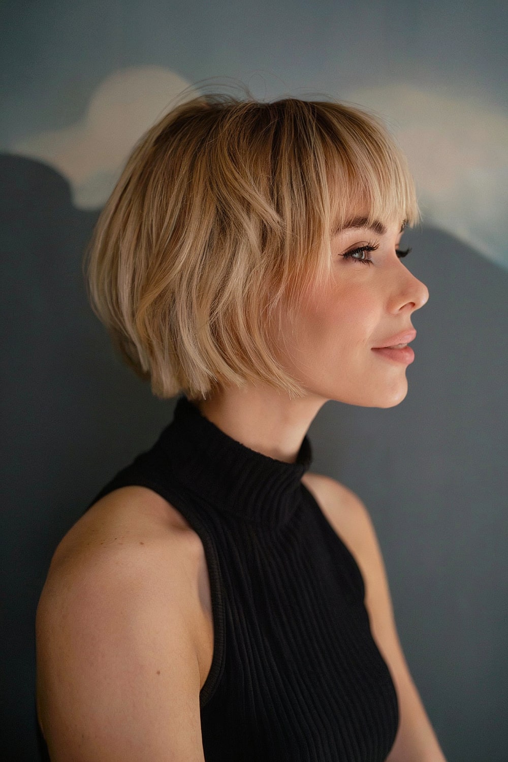 Layered short bob with bangs