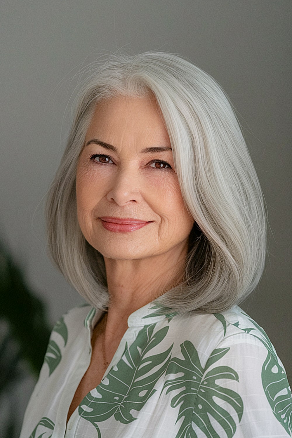 Long bob for gray hair