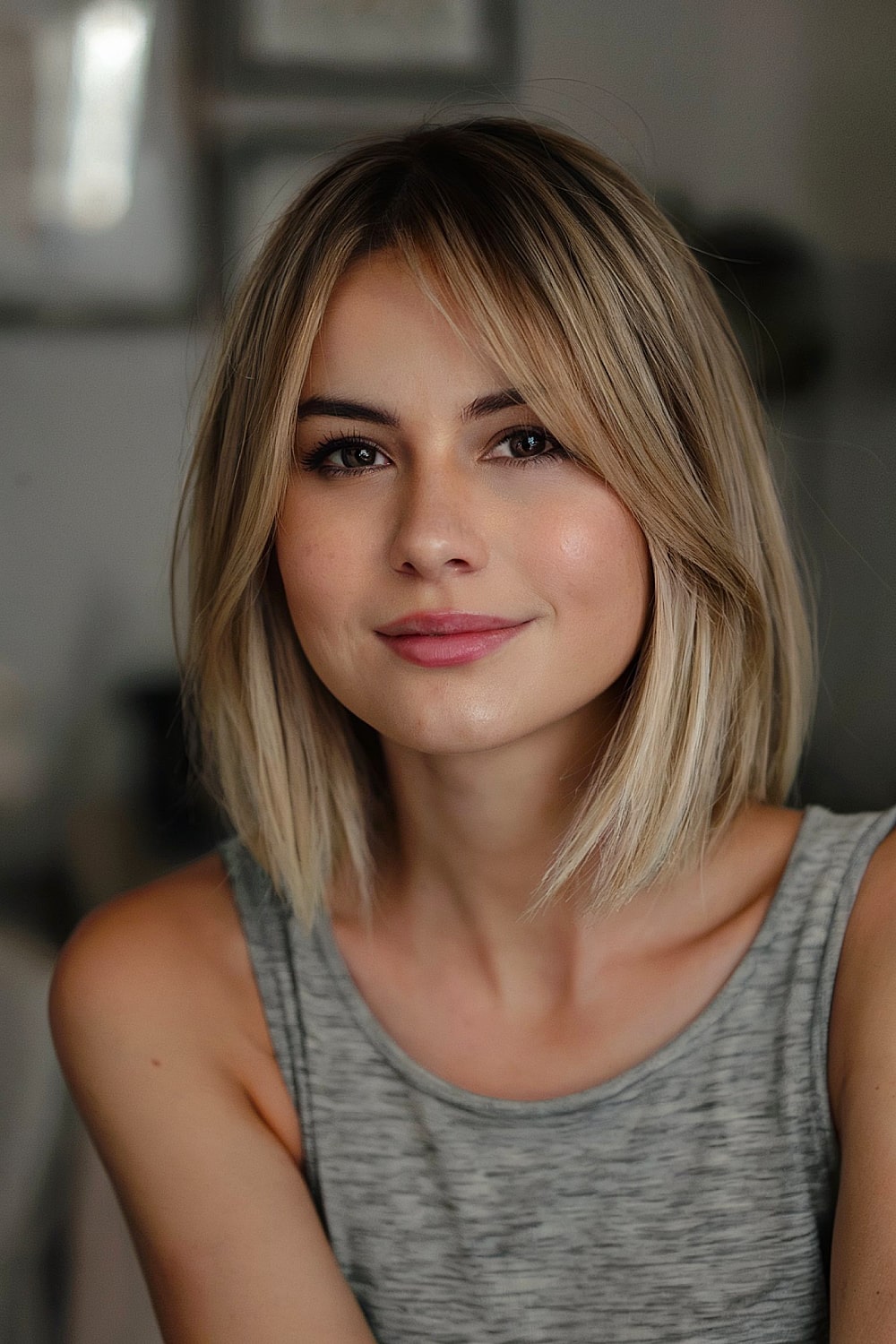 Long bob with long fringe