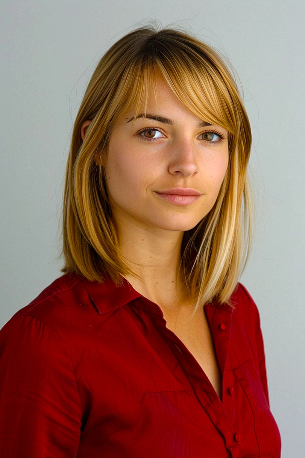 Long bob with side-parted bangs