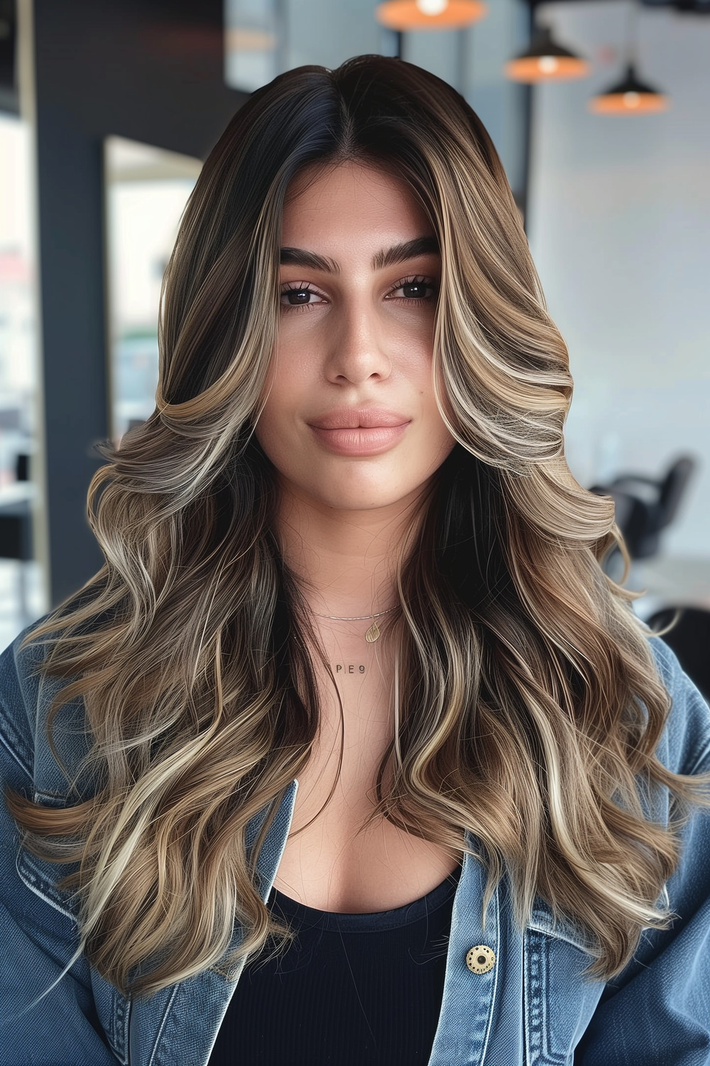 Long butterfly cut with bold highlights