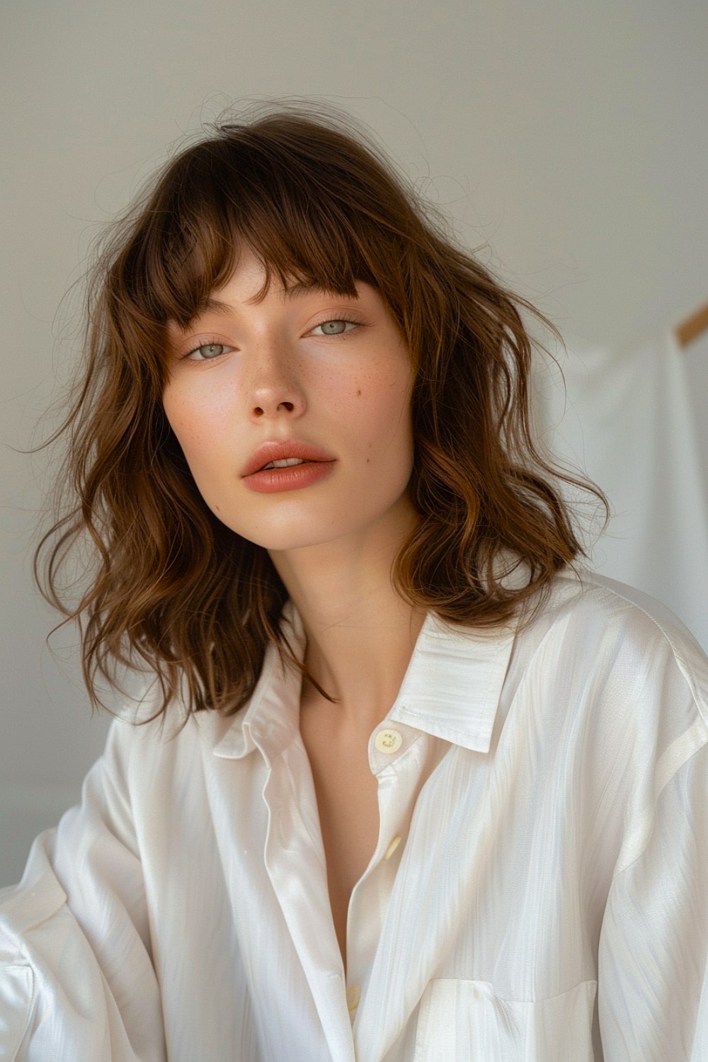 Brunette long french bob