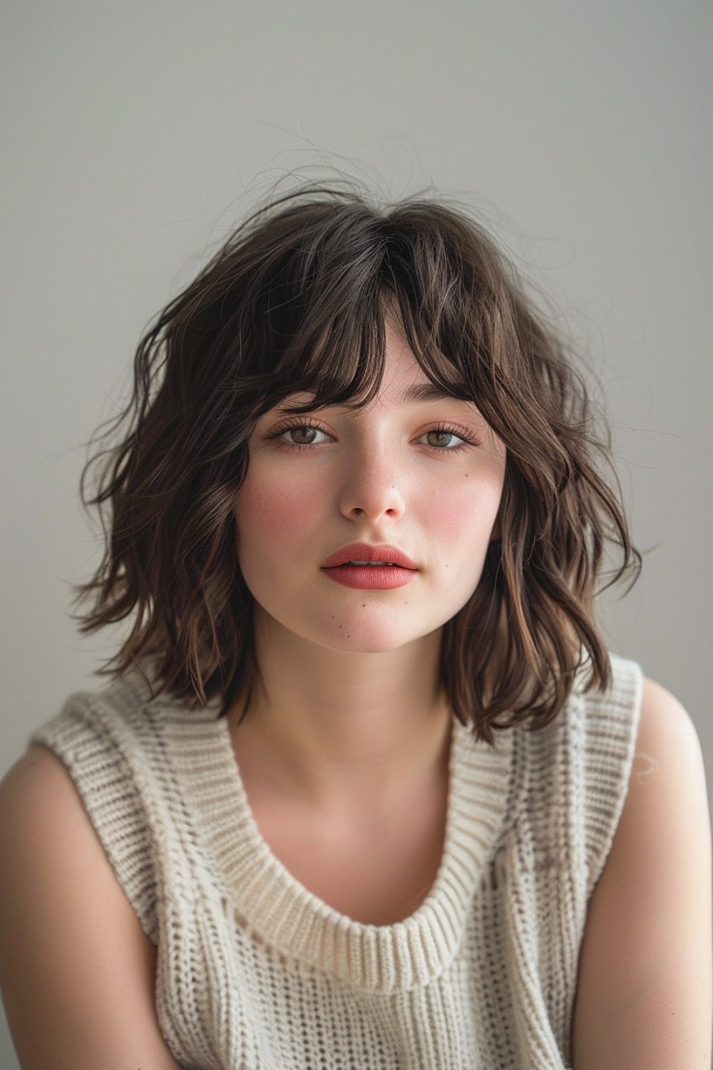 Middle part long french bob
