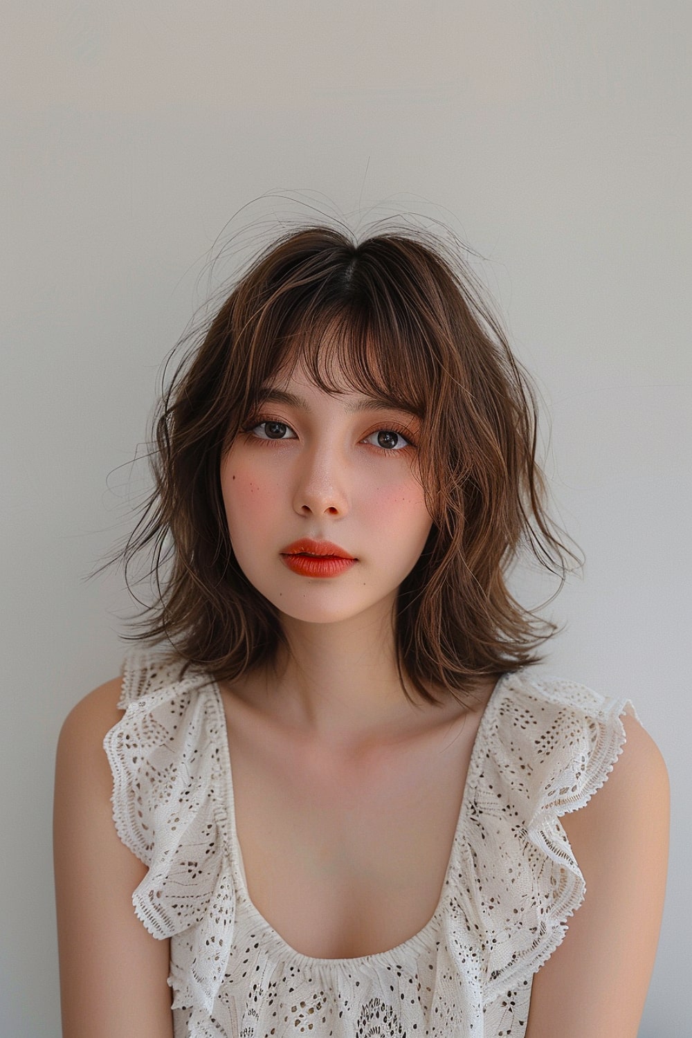Long french bob for oval faces