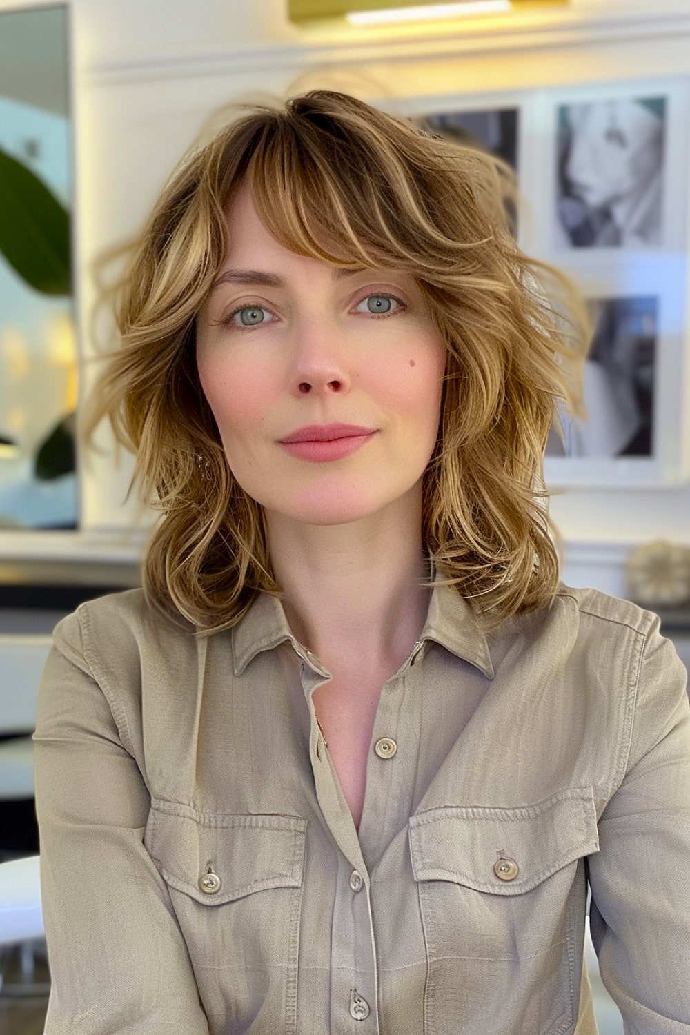 Side part long french bob