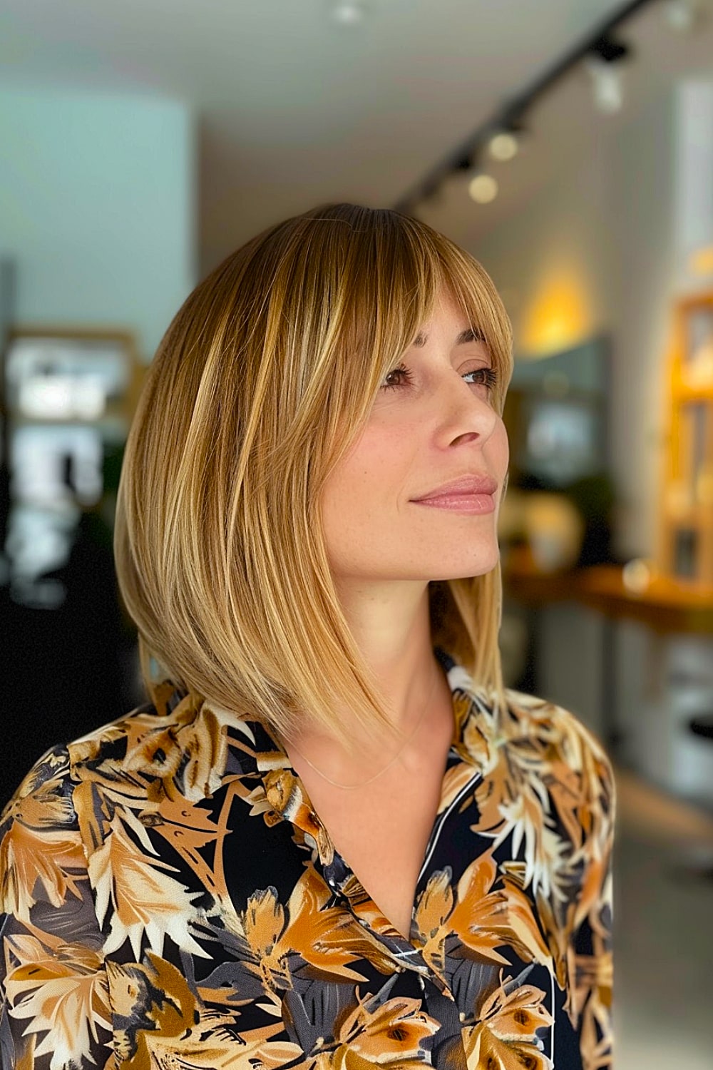 Long inverted bob with long bangs