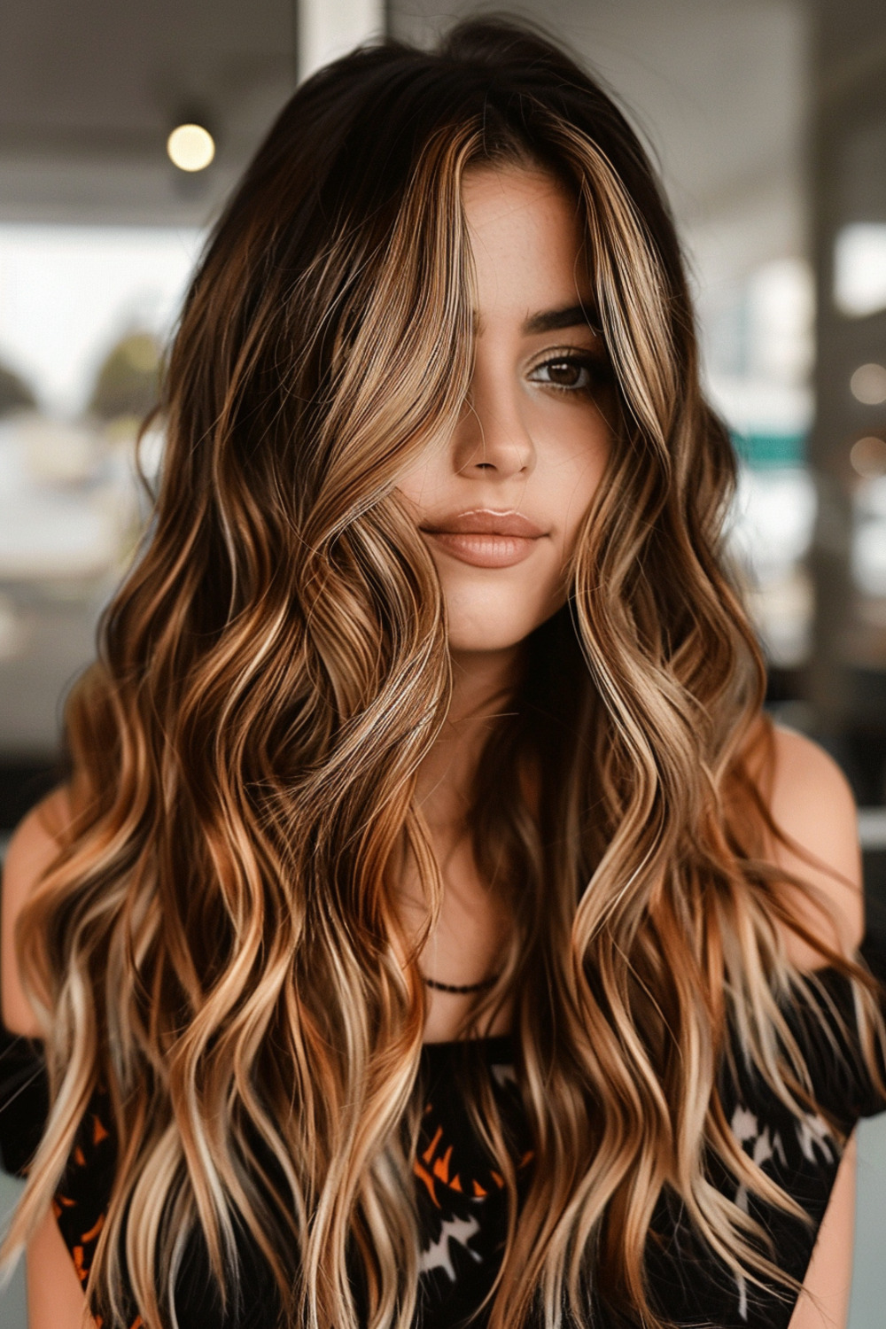 Long layers with balayage for thick hair