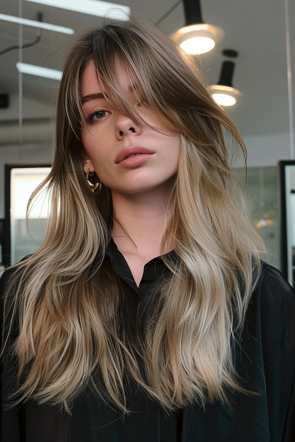 Long wispy cut for thick hair