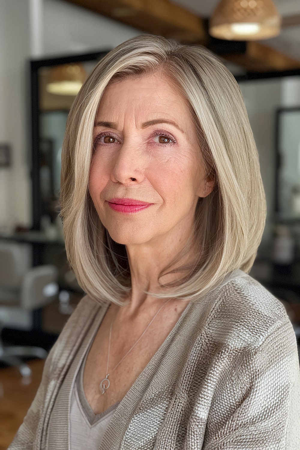 Longer bob with subtle layers for women over 50