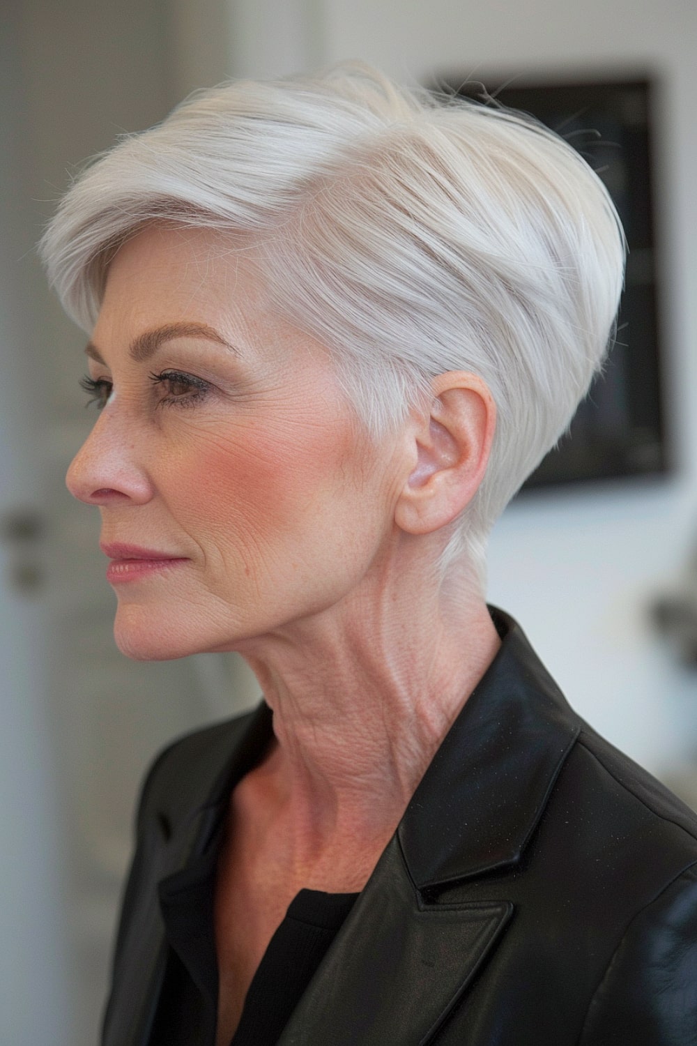 Platinum blonde short hair