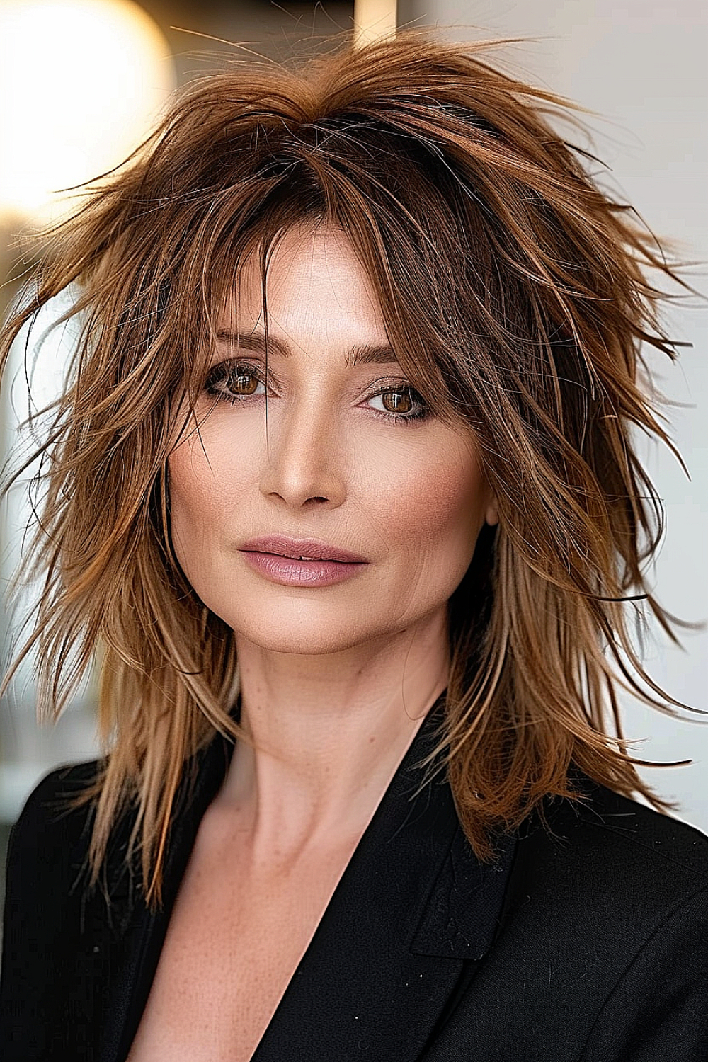 Medium razor cut with volume