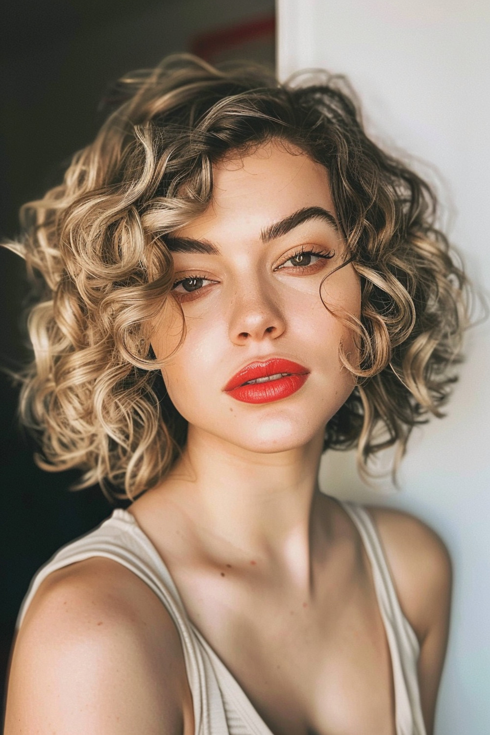 Messy bob with soft curls
