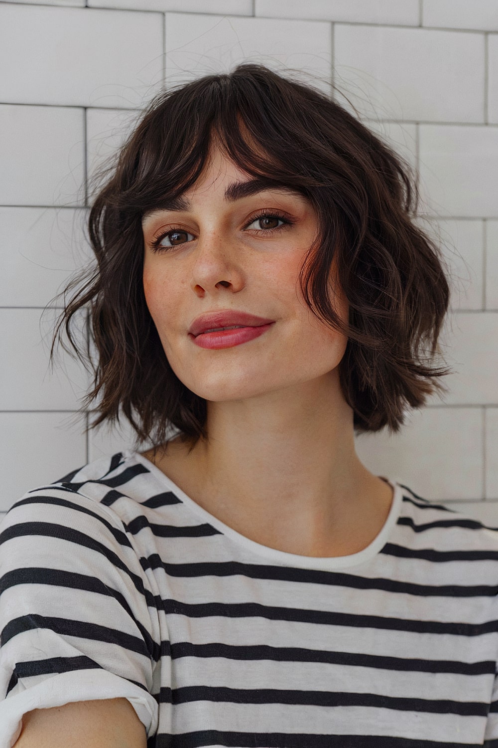 Messy short bob with bangs