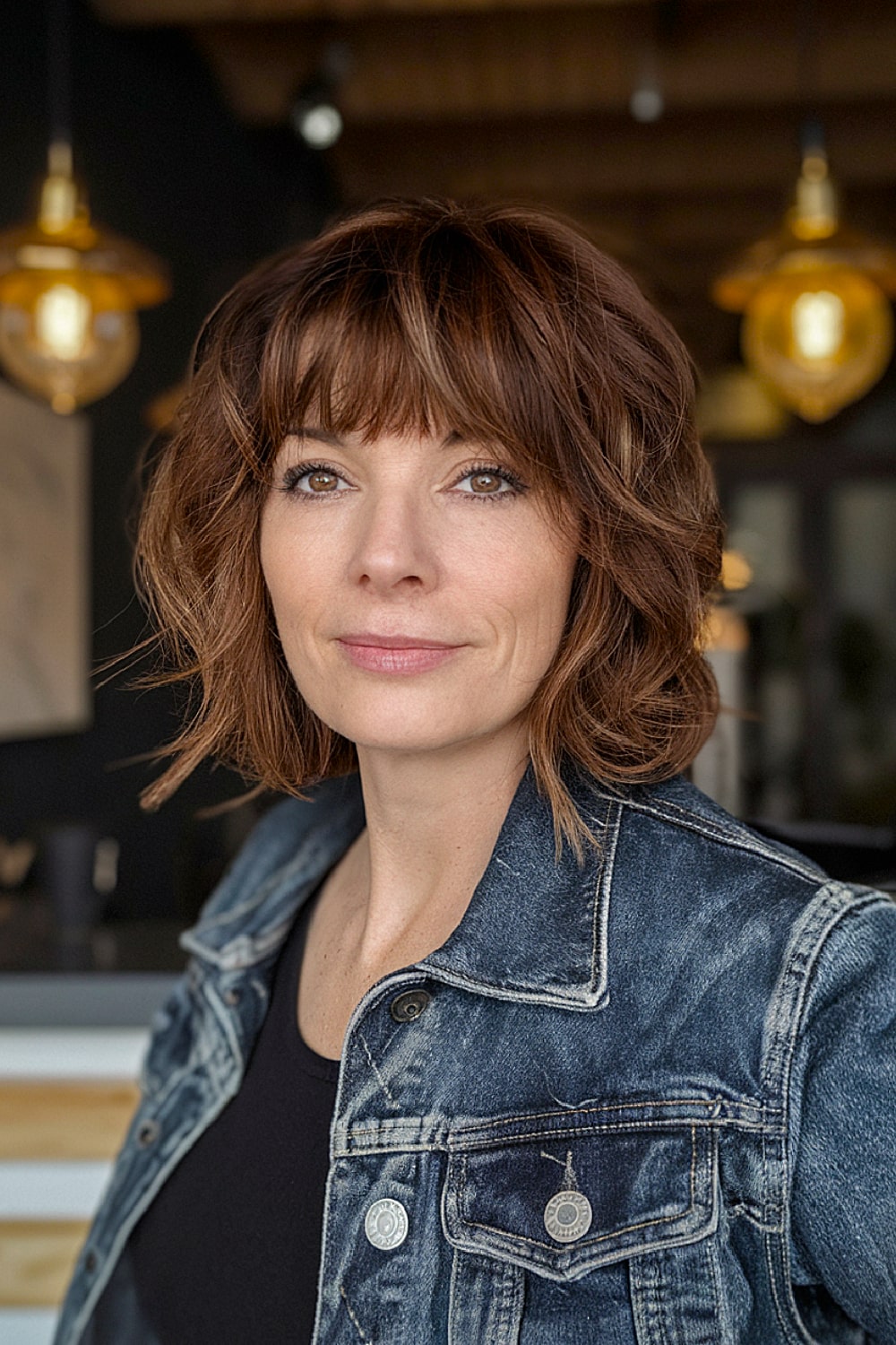 Messy short bob with natural bangs