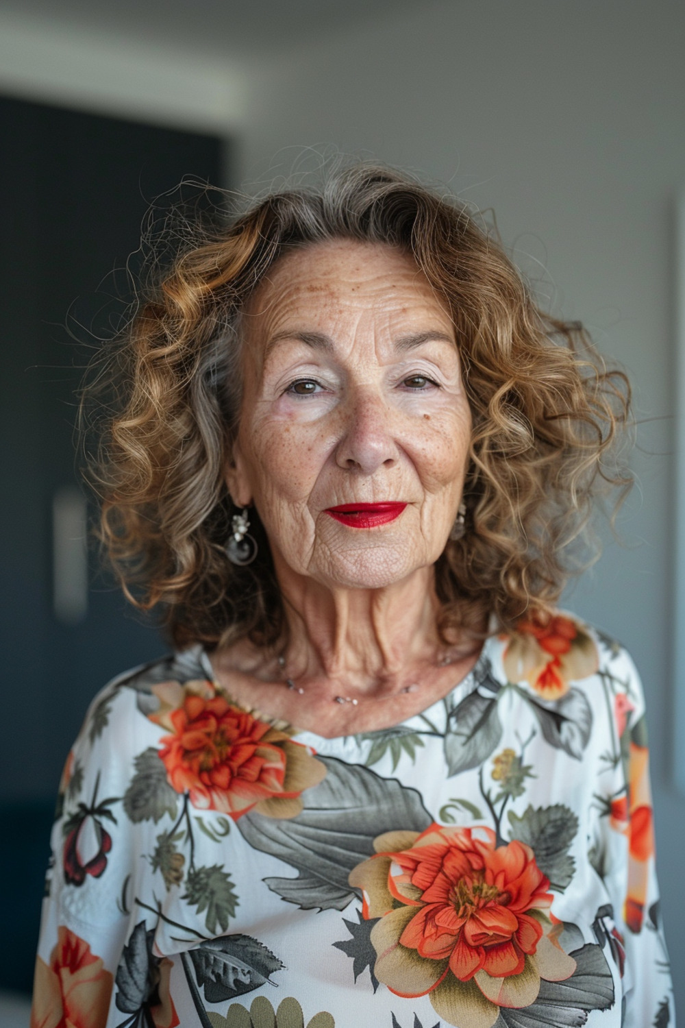 Modern curly lob for women over 70