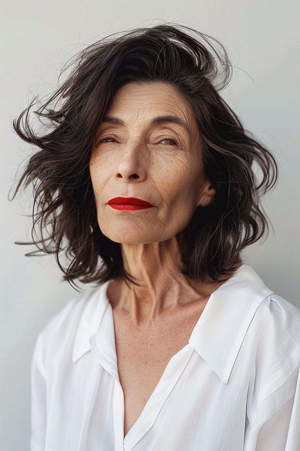 Modern shag cut with side part for women over 60