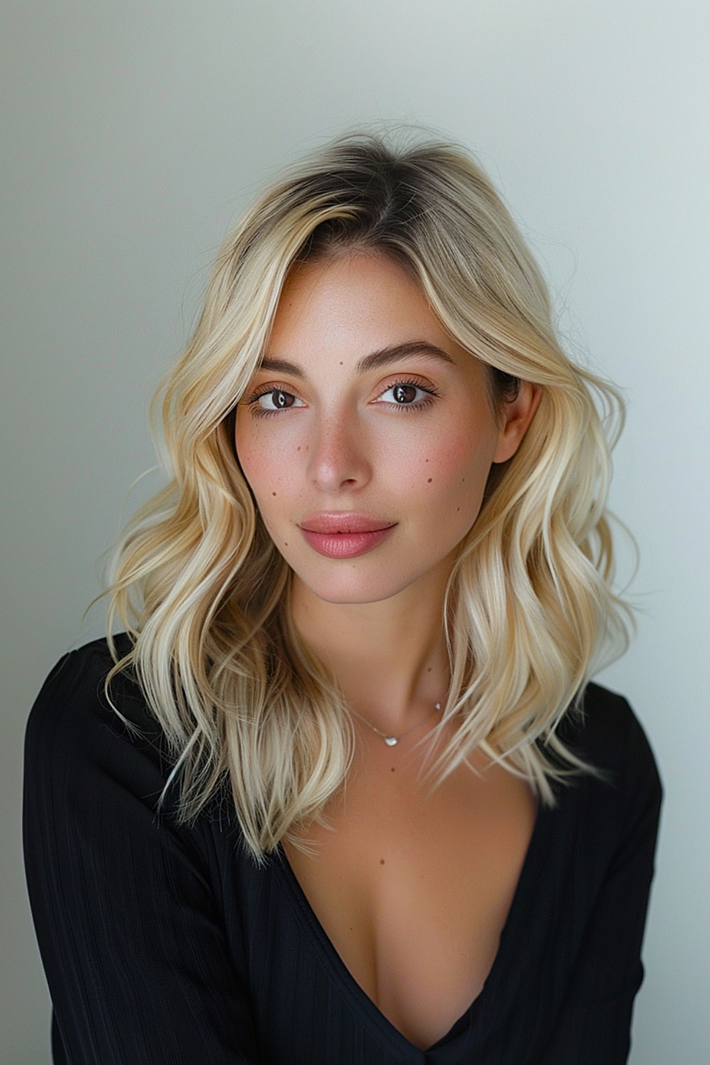 Medium-length blonde thin hair