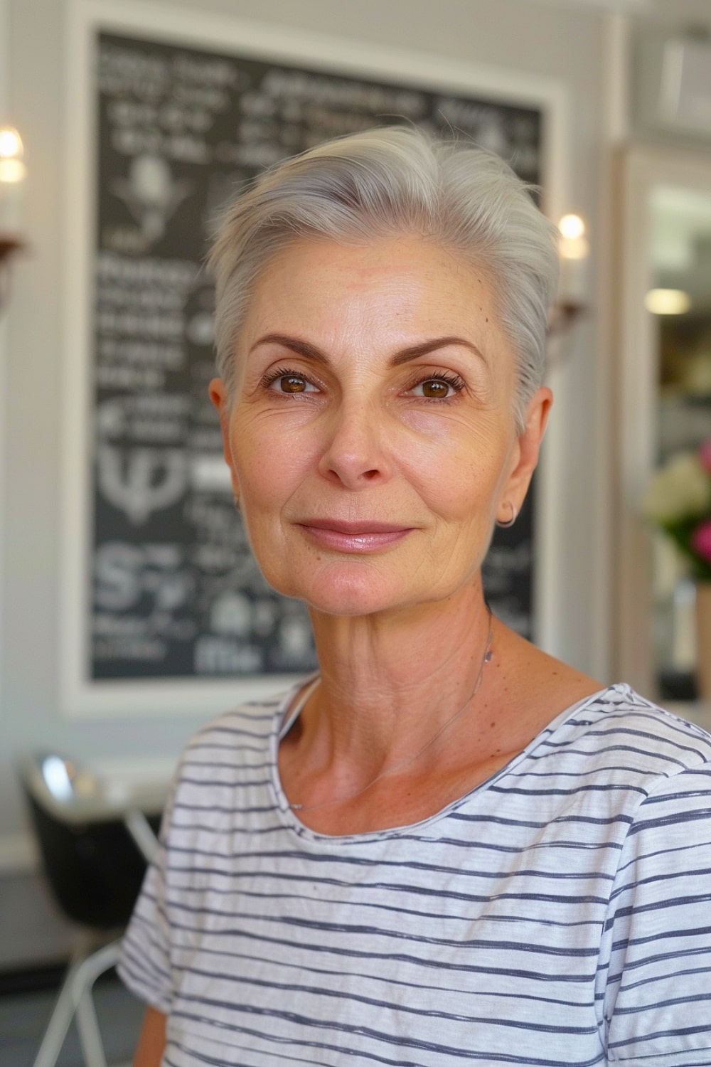 Very short hairstyle for women over 60