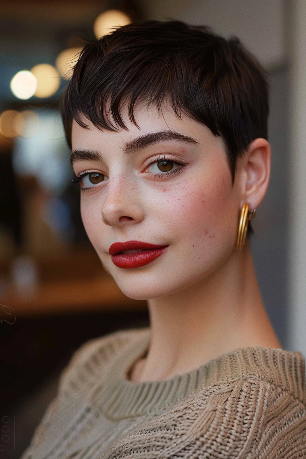 Pixie with wispy bangs