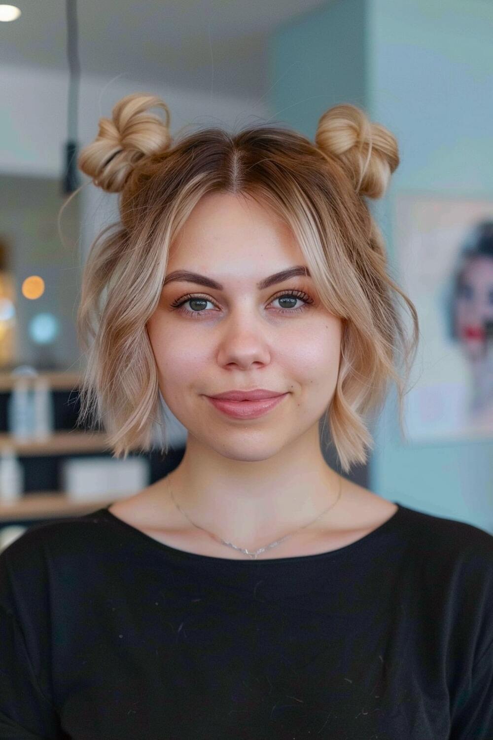 Messy Space Buns for Short Hair
