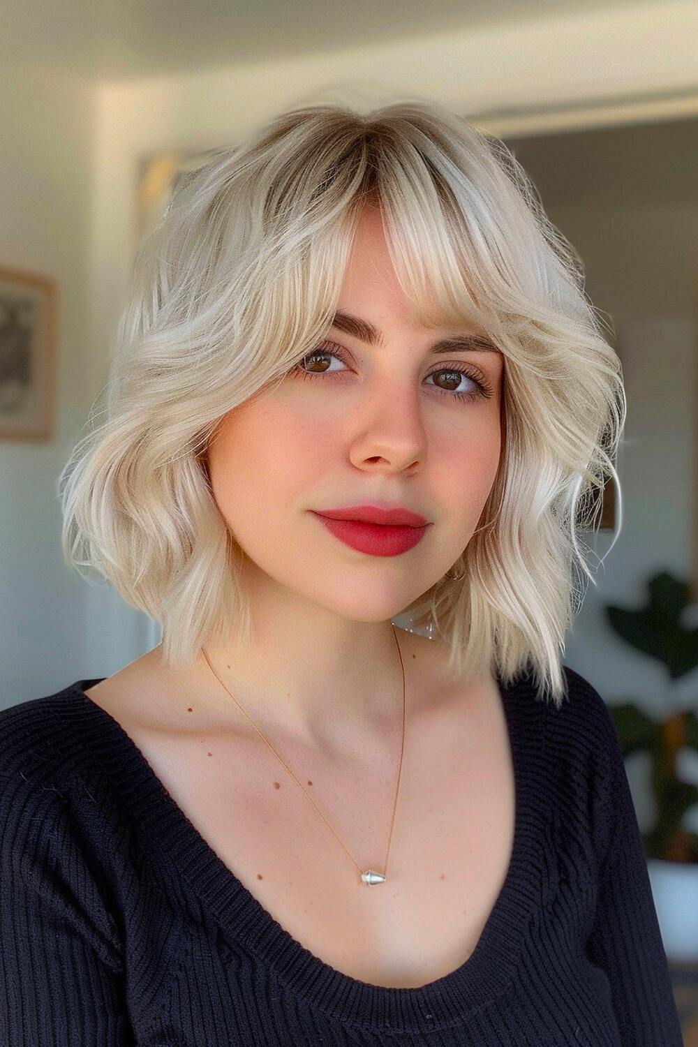 Blonde short layered hair