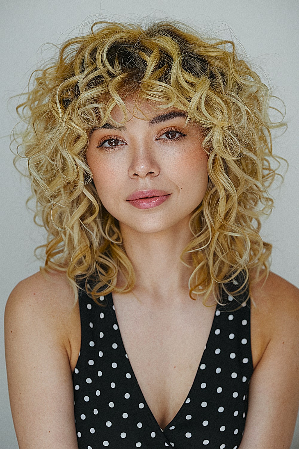Blonde shaggy curly hair