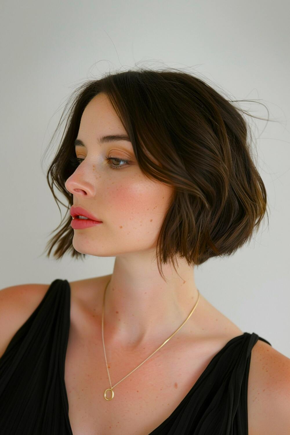 Short layered brunette hair