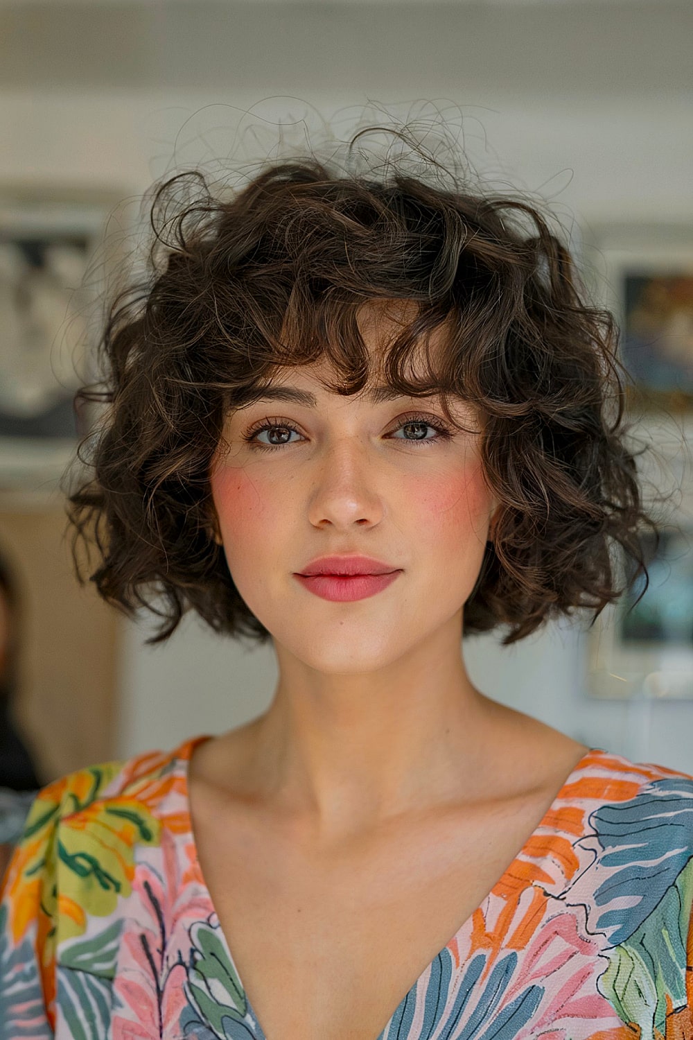 Short curly bob with bangs