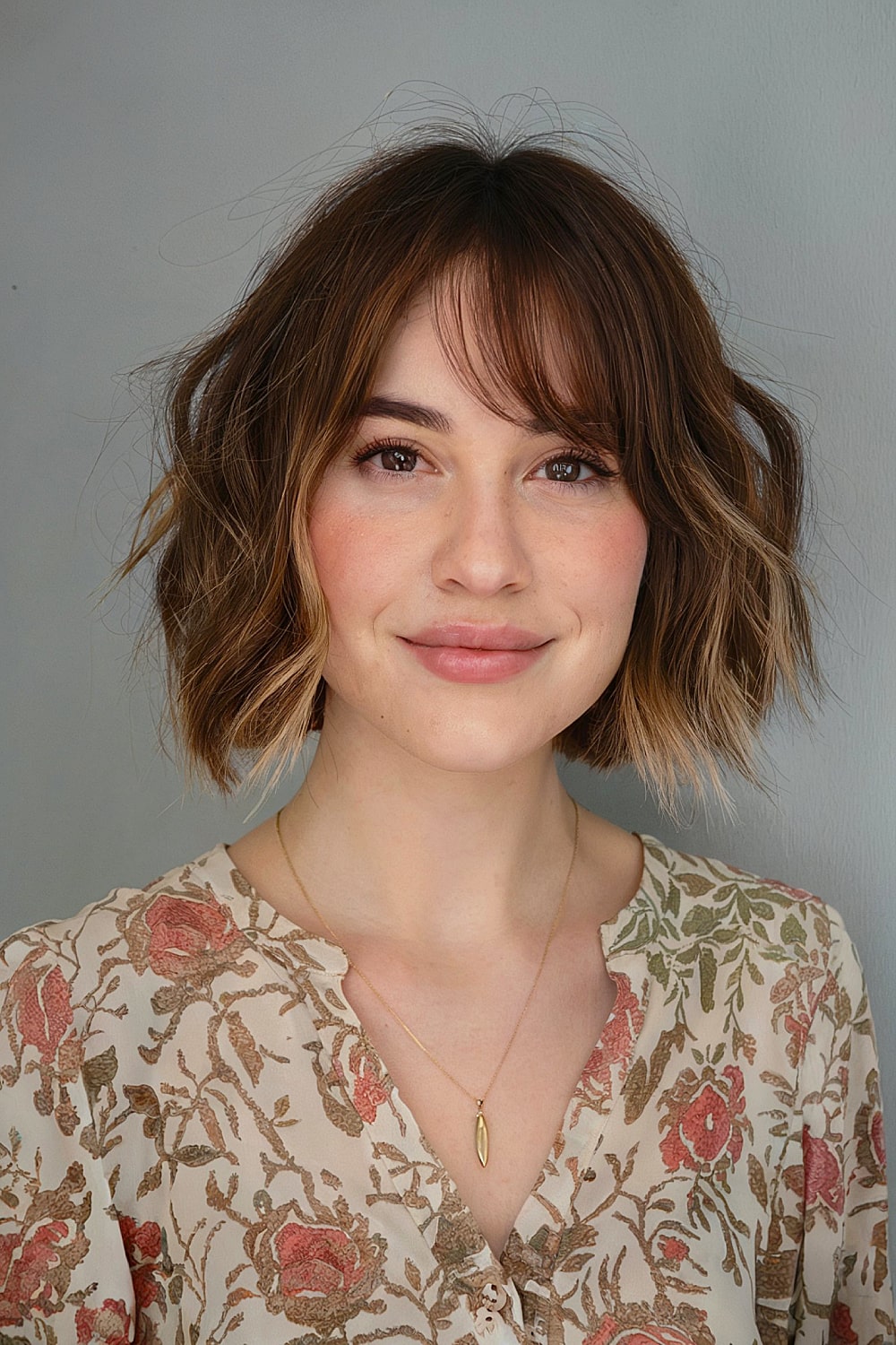 Short bob with bangs for oval faces