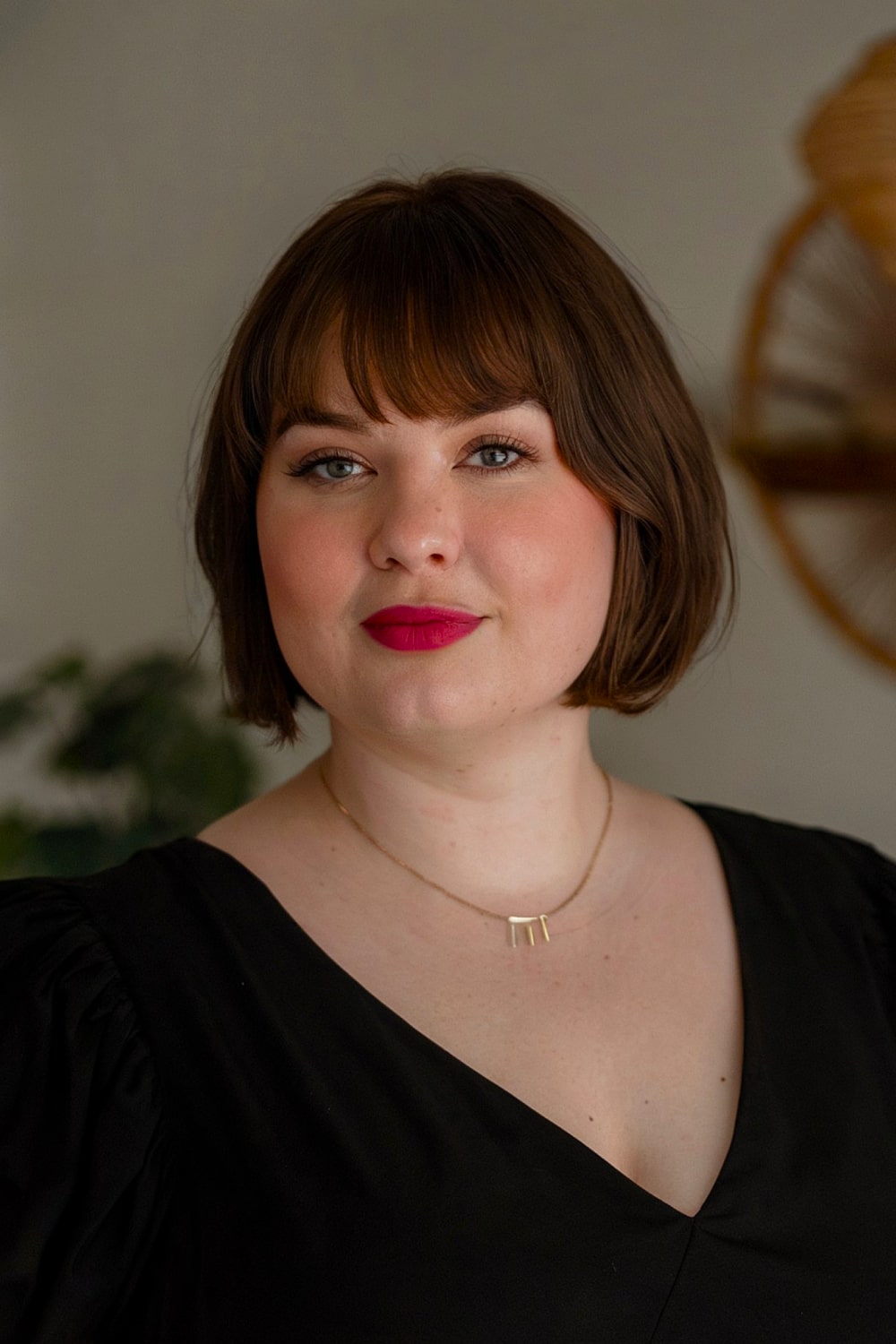 Short bob with bangs for plus size women