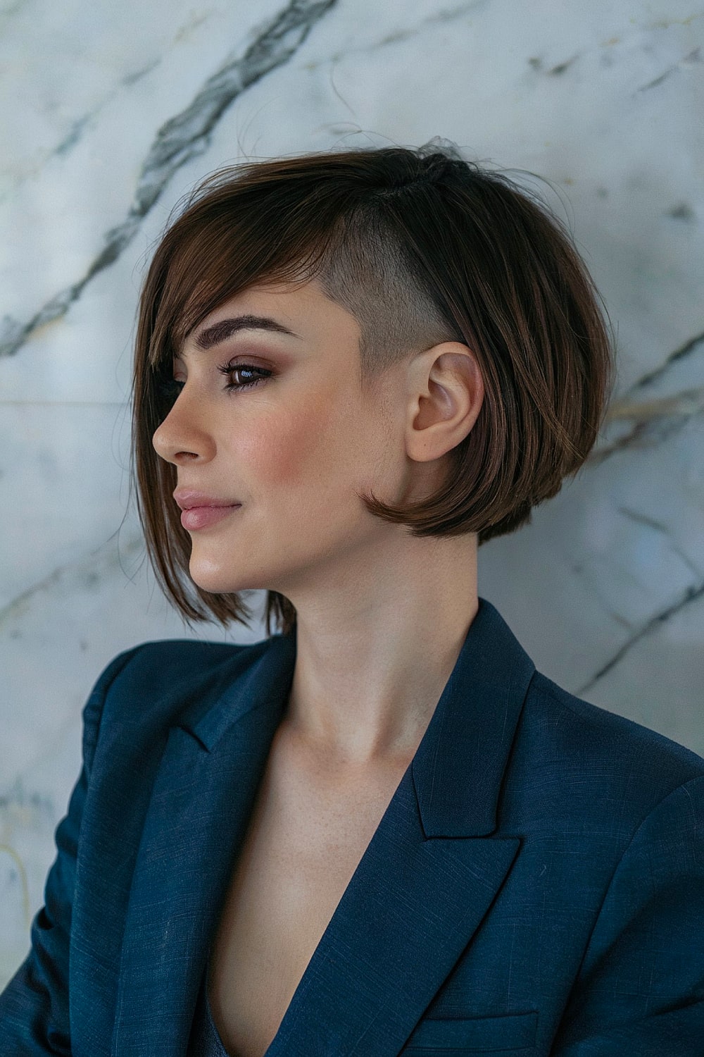 Short bob with bangs and undercut