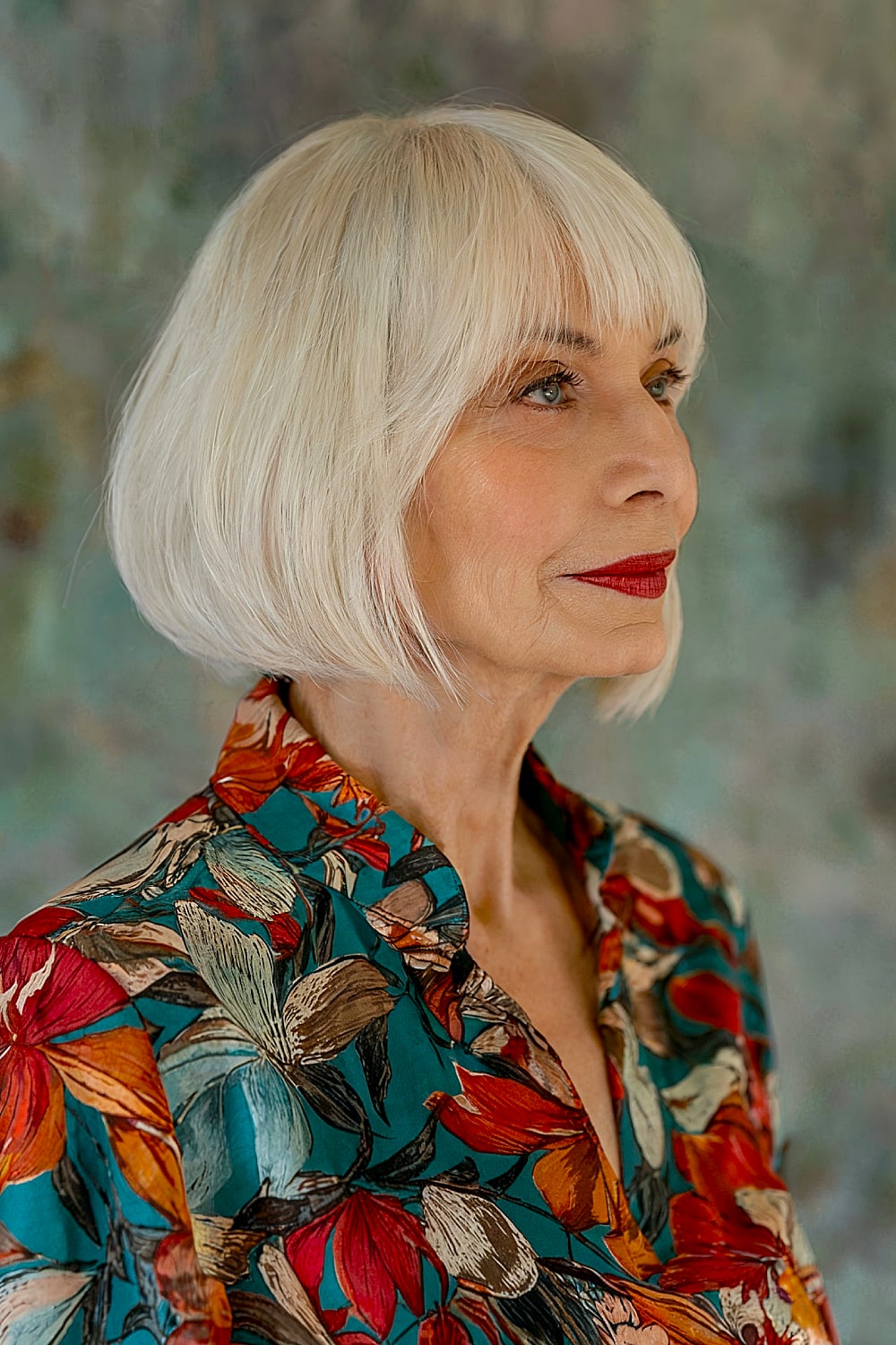 Short bob with bangs for white hair