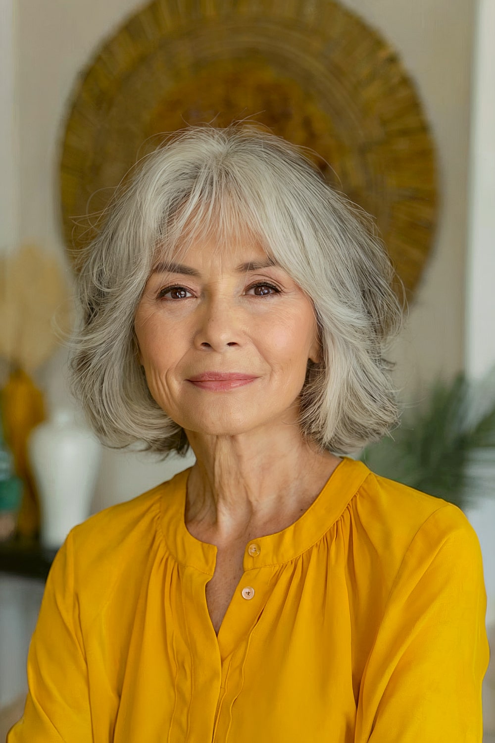 Short bob with bangs for women over 60