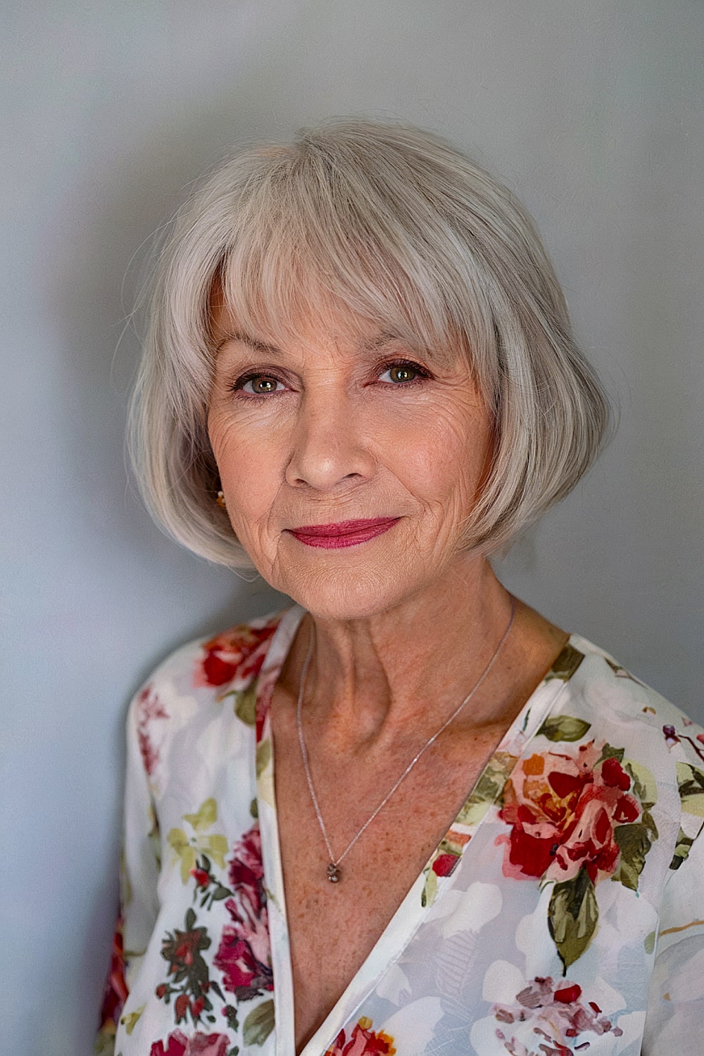 Short bob with bangs for women over 70