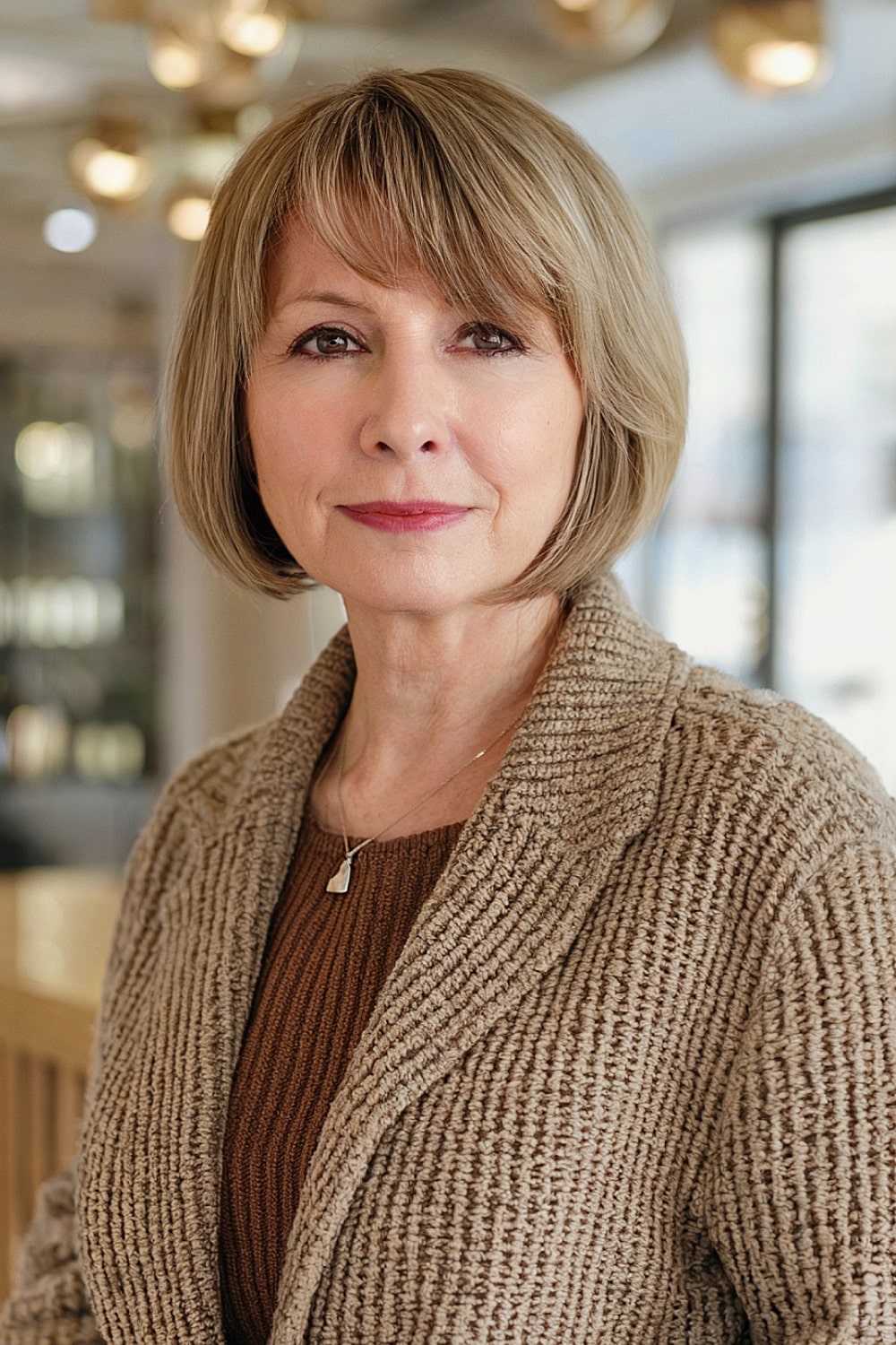 Short bob with invisible layers and side bangs