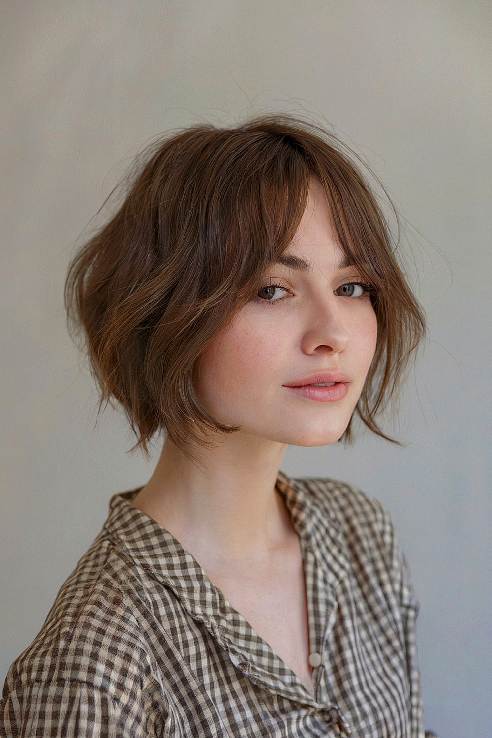 Short bob with soft layers and bangs