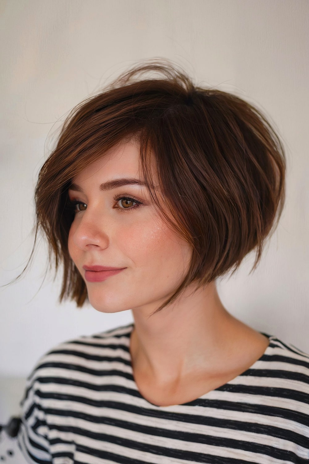 Short inverted bob with side bangs