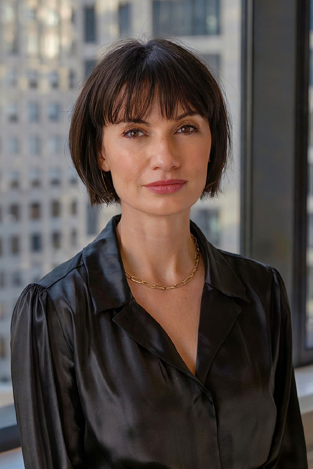 Short sleek bob with see-through bangs