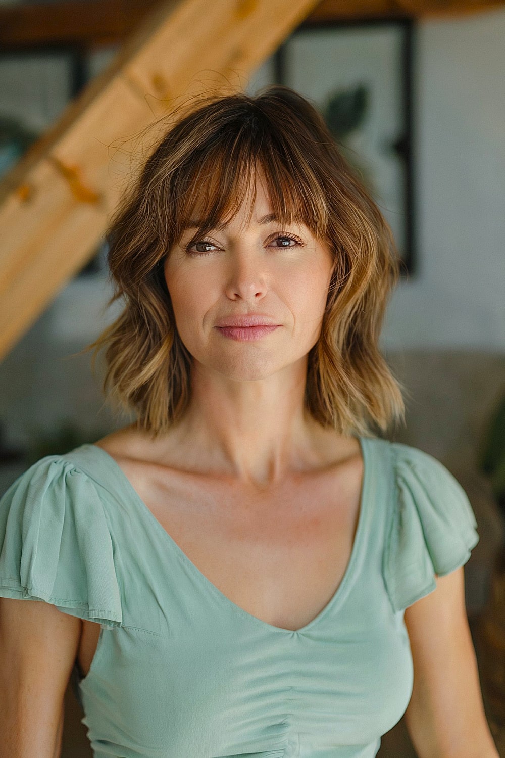 Short wavy bob with shadow bangs