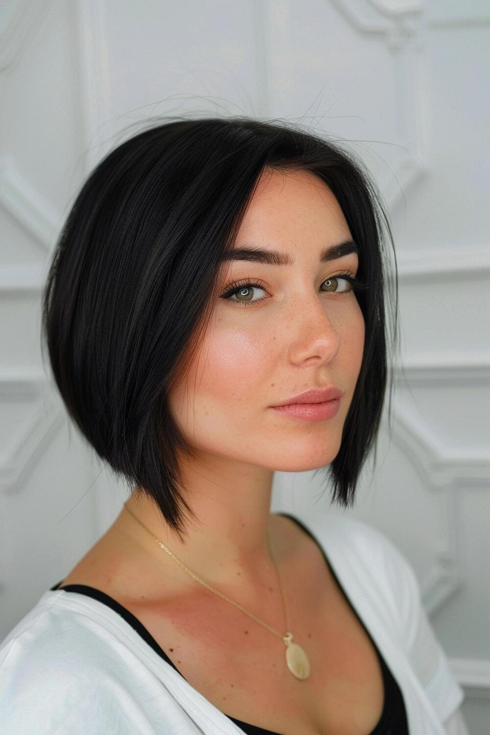 Short black straight hair with layers