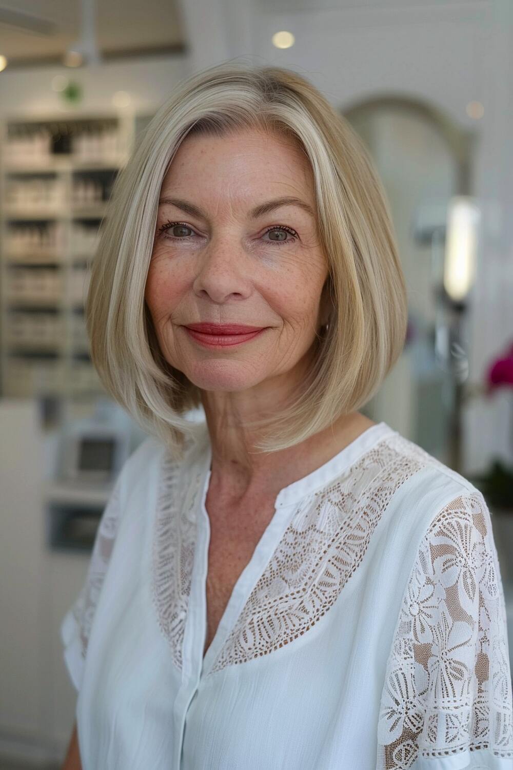 No bangs hairstyle for women over 60
