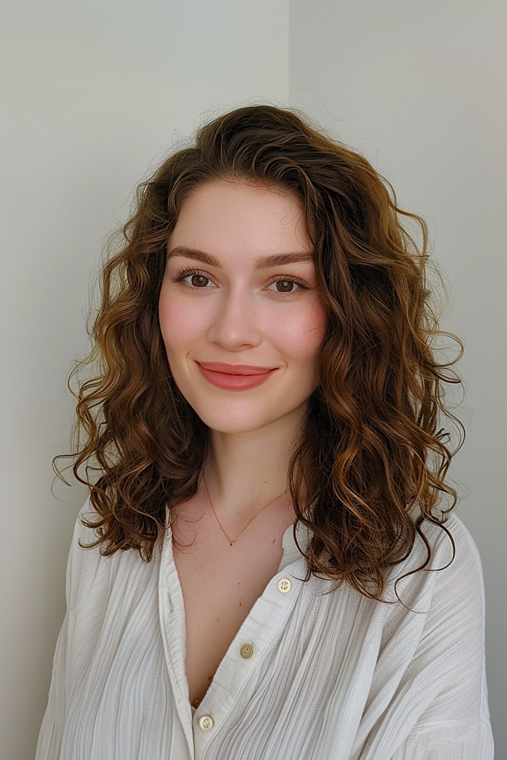 Medium-length cut for thin curly hair
