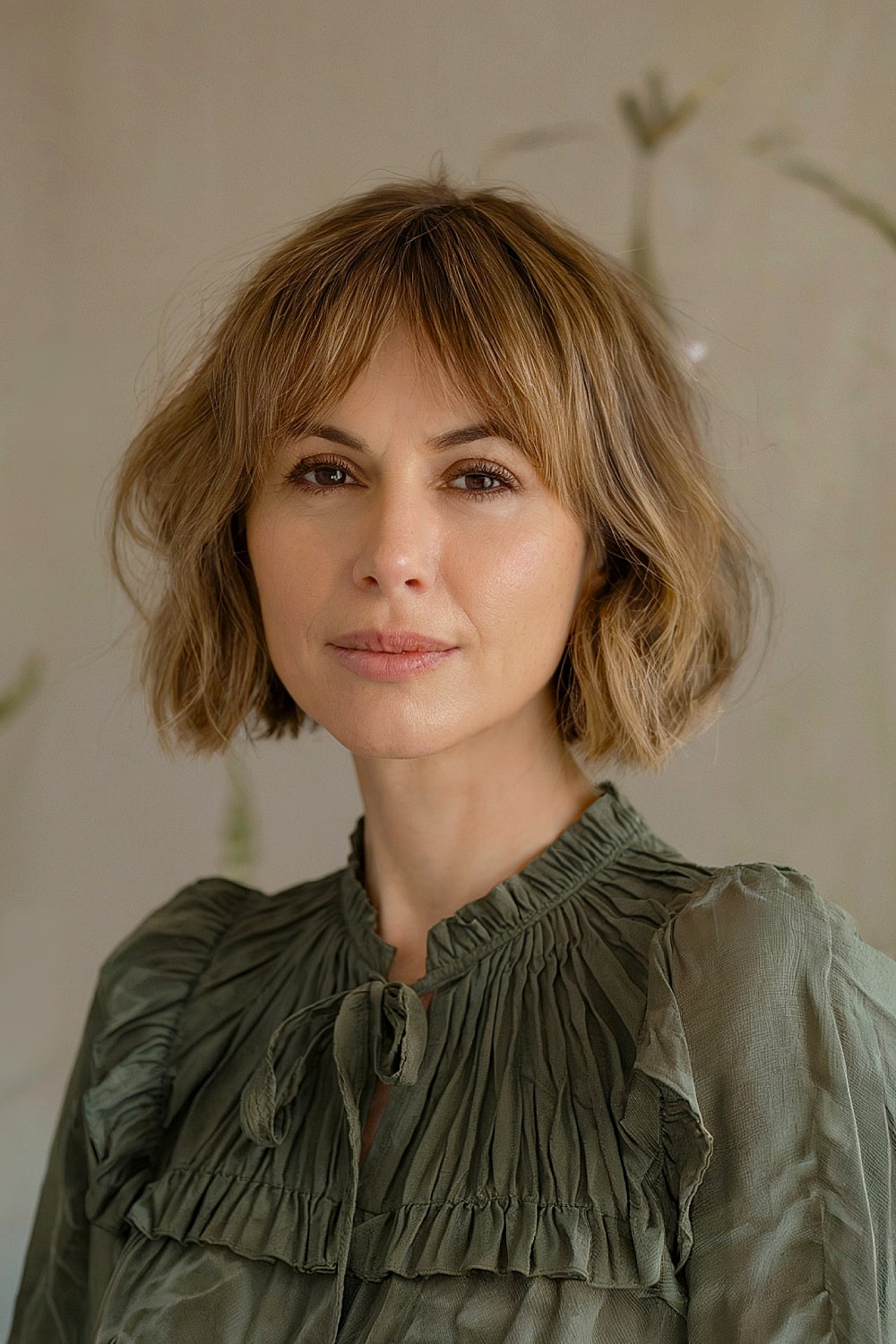 Soft textured bob with curtain fringe