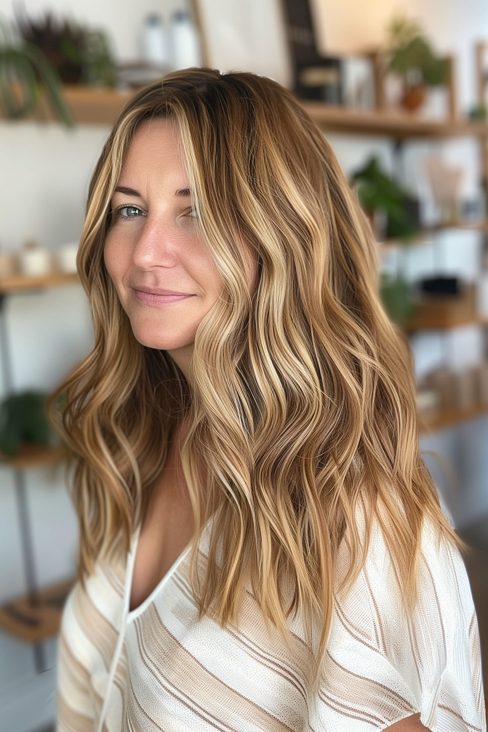 Soft waves with sunkissed balayage