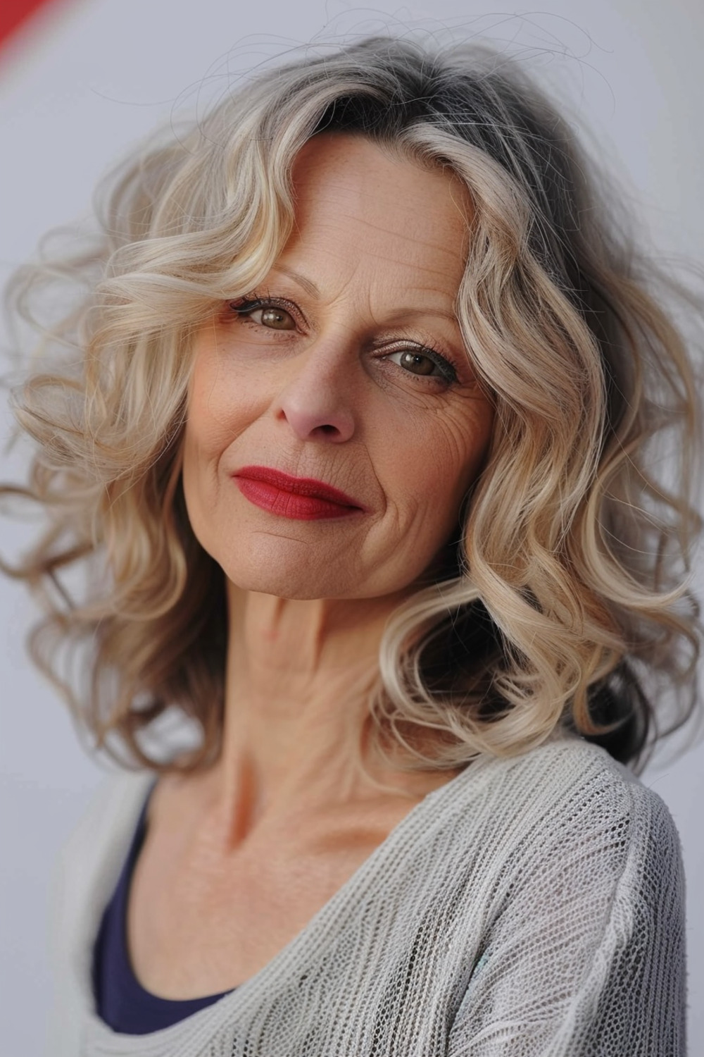 Soft wavy lob with face-framing layers for women over 60