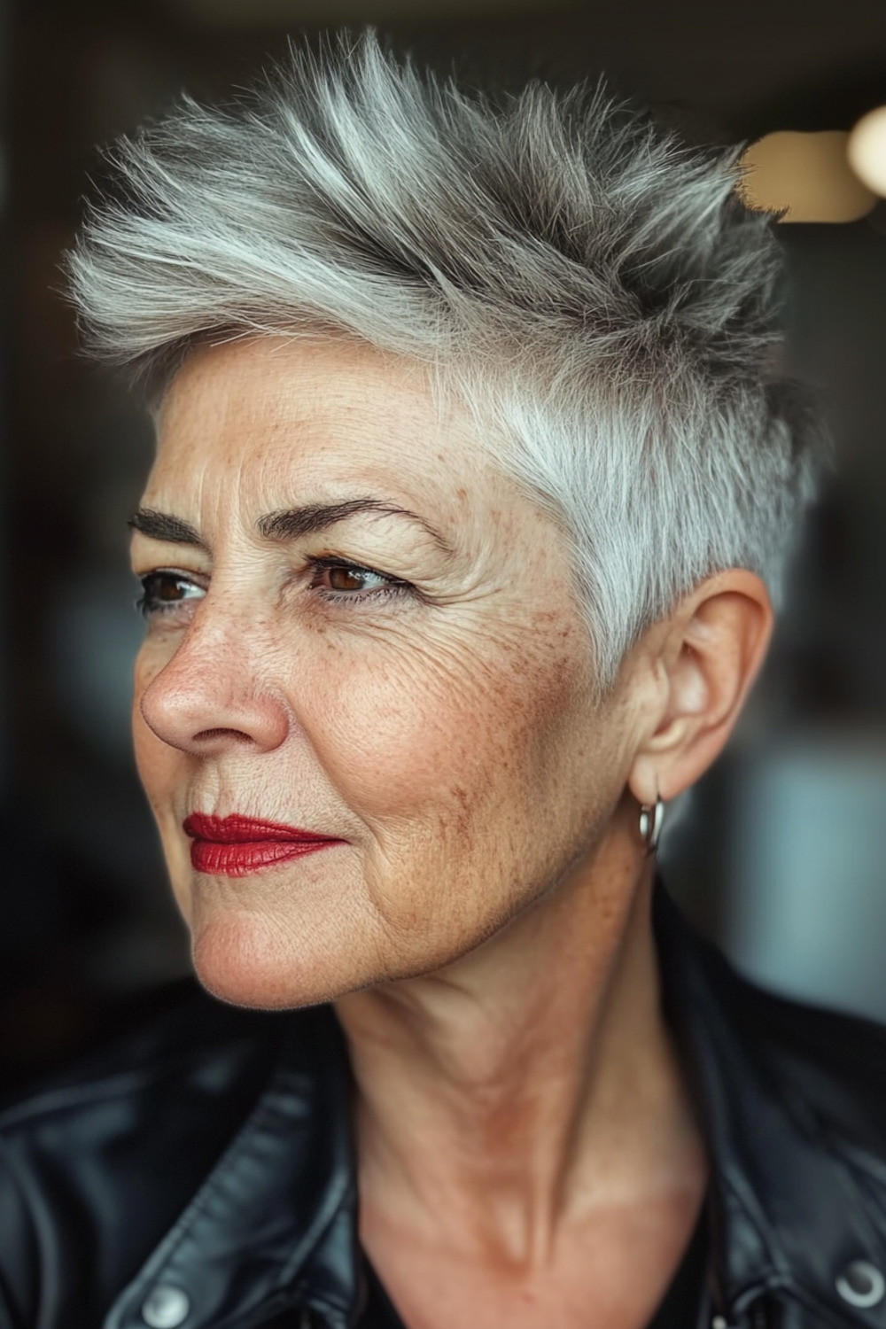 Spiky short cut for women over 60