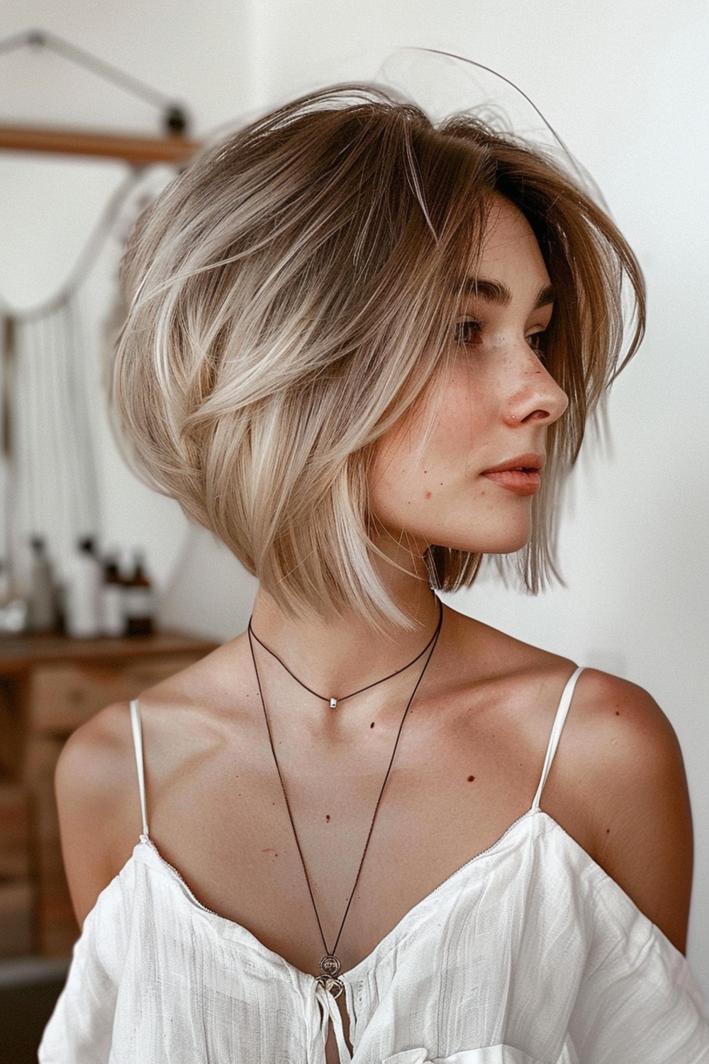 Stacked bob with layers