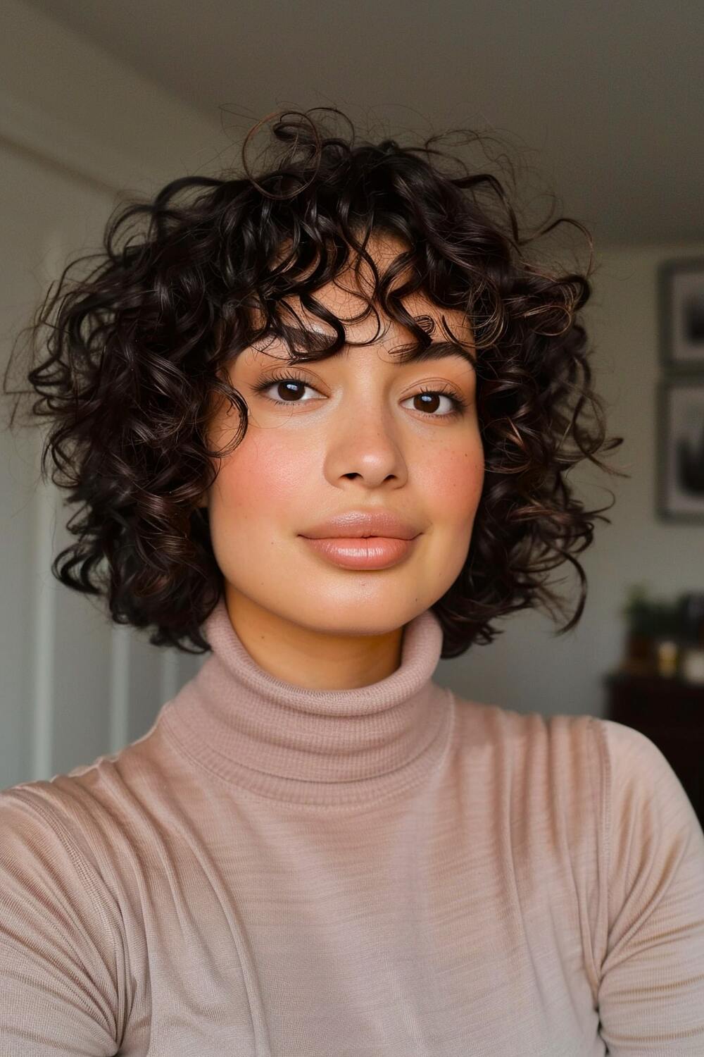Choppy bob hairstyle for curly hair