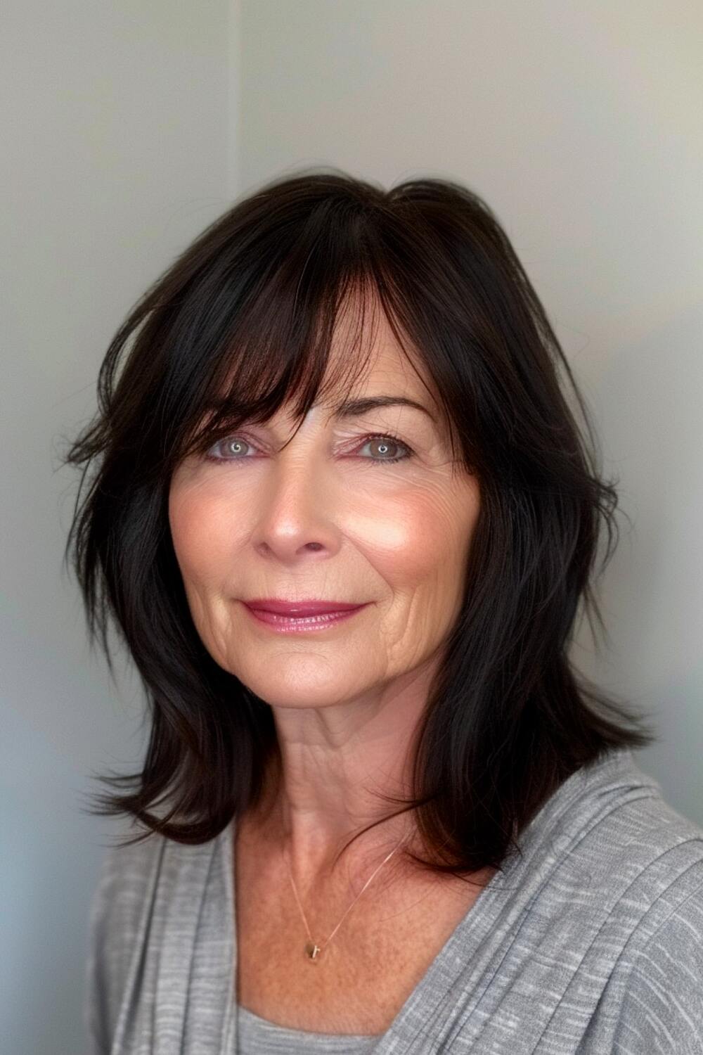 Dark hairstyle for women over 60