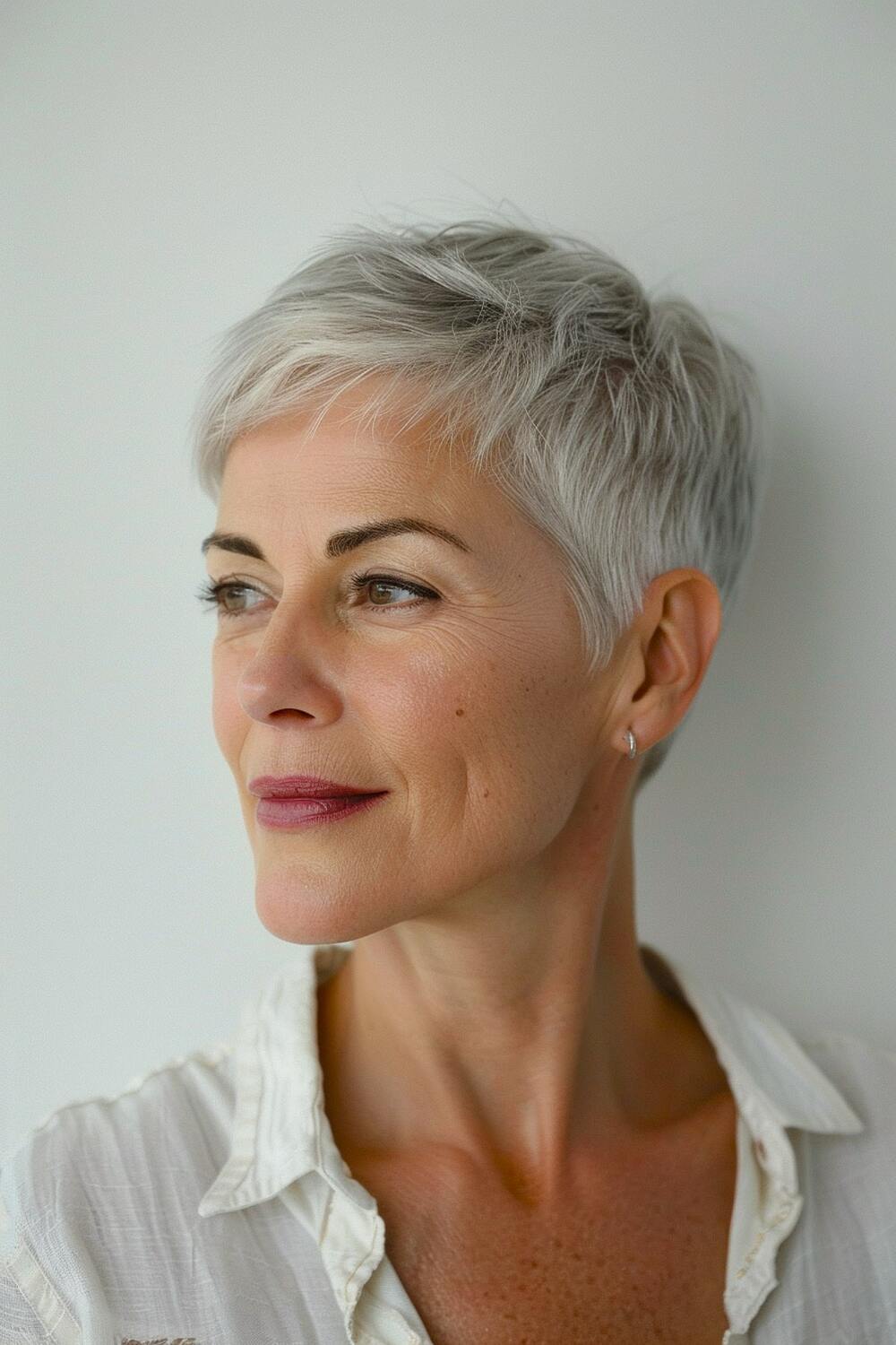 Gray hair pixie cut